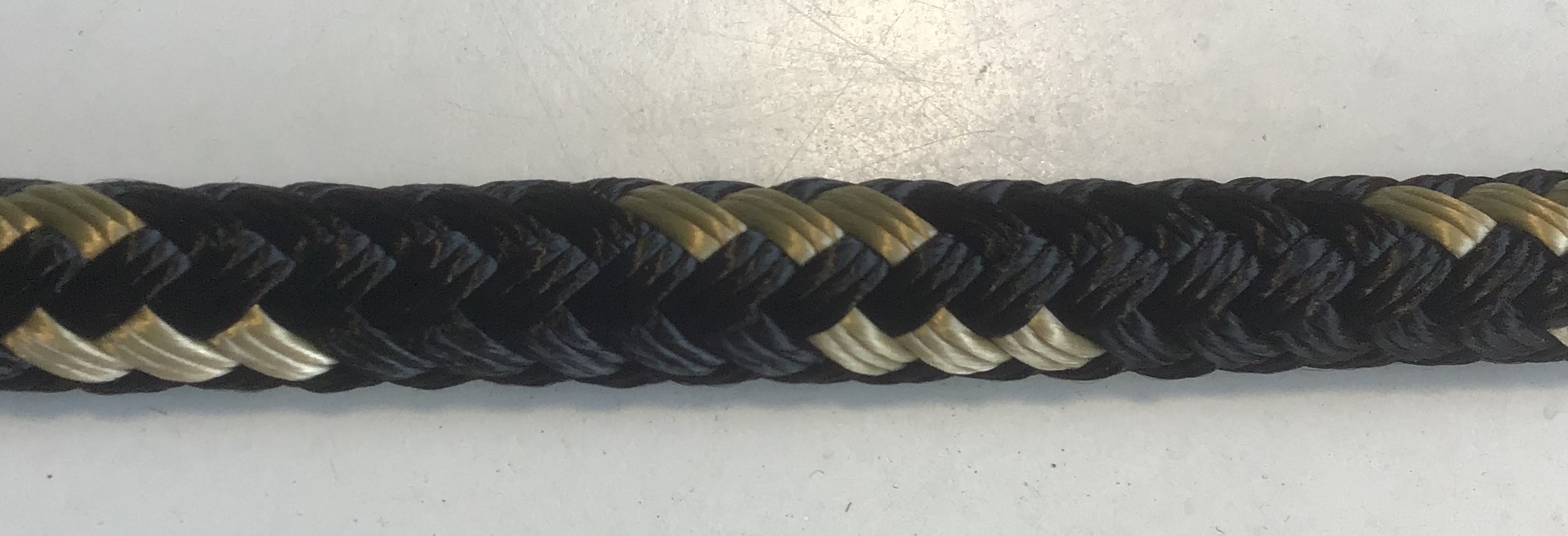3/4" X 20' NYLON DOUBLE BRAID DOCK LINE - BLACK with GOLD - Click Image to Close